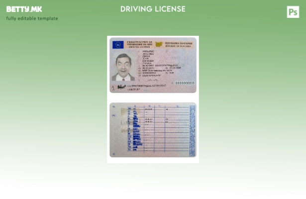 Модерен стил Бугарска возачка дозвола ( – сегашна) шаблон